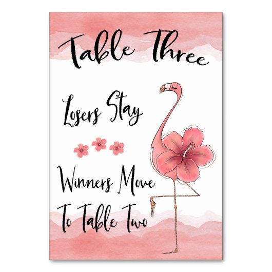 Bunco Tafel Kaart #3 Roze Flamingo Fun (Achterkant)