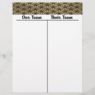 Bunco Tally Score Art Deco Black Gold