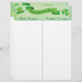 Bunco Tally Score Sheet Lucky Irish Saint Patrick (Voorkant / Achterkant)