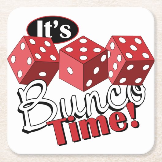 Bunco TIme Vierkante Kartonnen Onderzetter (Voorkant)