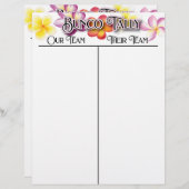 Bunco Tropical Aloha Flowers Tally Score Sheet (Voorkant / Achterkant)