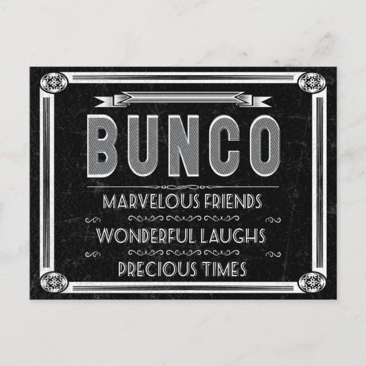 Bunco Typografie Invite Uitnodiging Briefkaart (Voorkant)