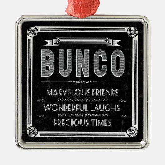 Bunco  Typografie Metalen Ornament (Voorkant)