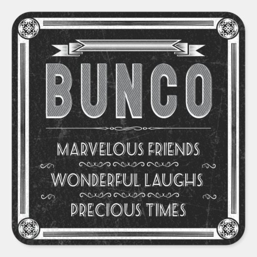 Bunco  Typografie Vierkante Sticker (Voorkant)