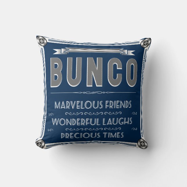 Bunco Vintage Typografie Kussen (Voorkant)
