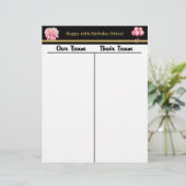 Bunco Zwart Goud Roze Verjaardag Tally Score Sheet (Staand voorkant)