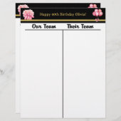 Bunco Zwart Goud Roze Verjaardag Tally Score Sheet (Voorkant / Achterkant)