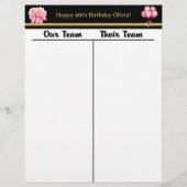 Bunco Zwart Goud Roze Verjaardag Tally Score Sheet (Achterkant)