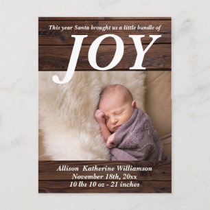 Bundel Joy Rustic Wood New Baby - kerstfoto Briefkaart