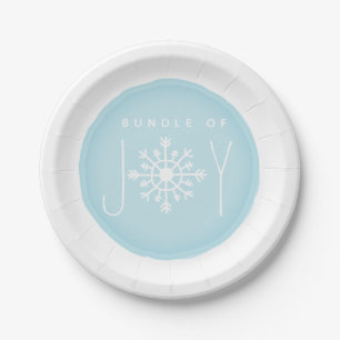 Bundel Joy Snowflake Winter Blue Baby shower Papieren Bordje