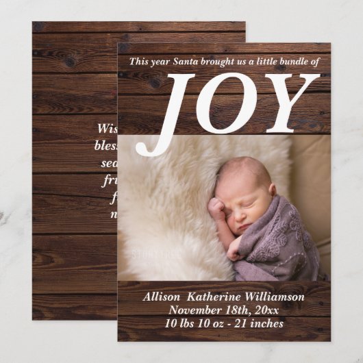 Bundel van Joy Birth Announcement kerstfoto Feestdagenkaart (Voorkant / Achterkant)