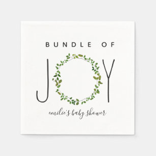 Bundel van Joy Greenery krans neutraal Baby shower Servet