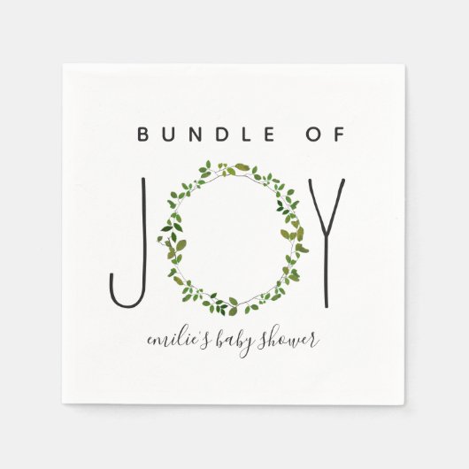 Bundel van Joy Greenery krans neutraal Baby shower Servet (Voorkant)