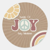 Bundel van Joy Peace Roze Bruin Baby shower Hippie Ronde Sticker (Voorkant)