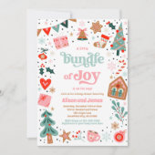 Bundel van Joy Red en Pink Christmas Baby shower Kaart (Voorkant)