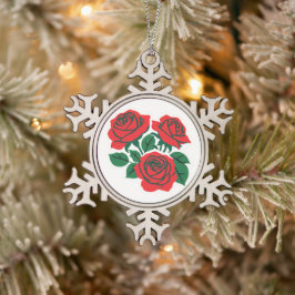 Bundel van Rozen Tin Sneeuwvlok Ornament