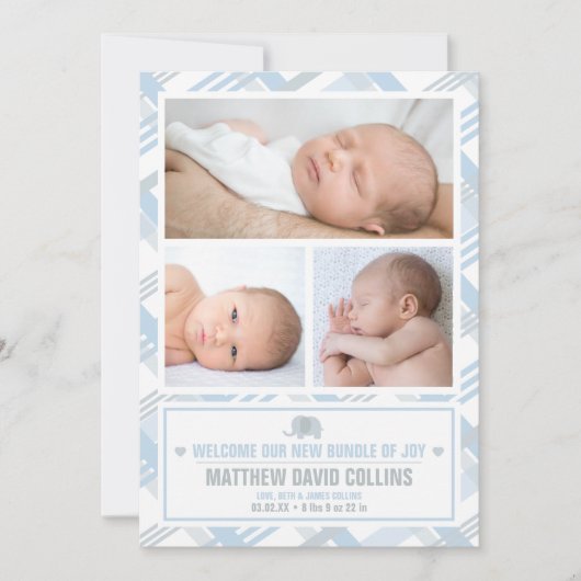 Bundel van vreugde, Jongen Geboorte Aankondigingen (Voorkant)