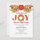 Bundel Van Vreugde Poinsettia Kerst Baby Shower Kaart (Voorkant)