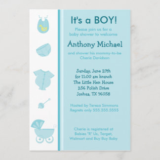 Bundle Joy Baby Boy Blue Shower Invitation 5x7
