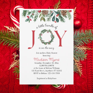 Bundle of Joy Christmas Baby shower Invitation Kaart