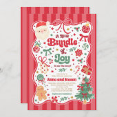 Bundle Of Joy Christmas Coquette Bow Baby Shower Kaart (Voorkant / Achterkant)