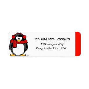Bundled for winter pinguin return address labels