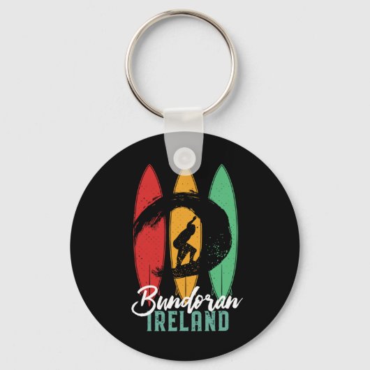 Bundoran Beach Ireland Retro Surfing Sleutelhanger (Voorkant)