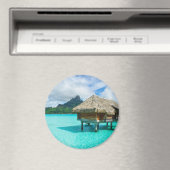 Bungalow aquatique, aimant rond Bora Bora (In Situ (Lave-vaisselle))