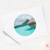 Bungalow aquatique, autocollant rond Bora Bora (Enveloppe)