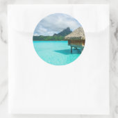 Bungalow aquatique, autocollant rond Bora Bora (Sac)