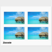 Bungalow sur Bora Bora rectangle autocollant (Feuille)
