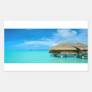 Bungalow sur Bora Bora rectangle autocollant