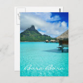 Bungalow sur l'eau, Bora Bora carte texte vertical (Devant / Derrière)