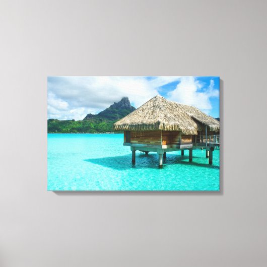 Bungalow sur l'eau, impression de toile Bora Bora (Recto)