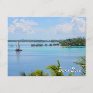 Bungalows en boot in Bora Bora Briefkaart