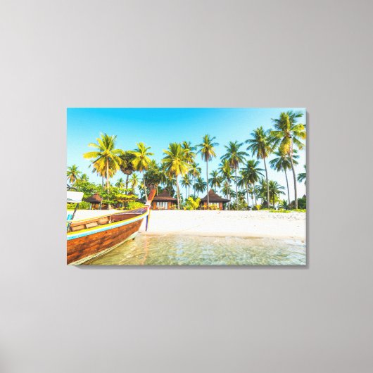 Bungalows op de strand | Ko Mook, Thailand Canvas Afdruk (Voorkant)