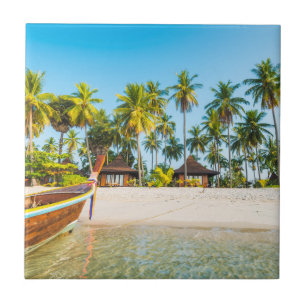 Bungalows op de strand   Ko Mook, Thailand Tegeltje