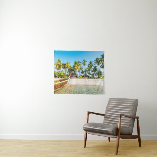 Bungalows op de strand | Ko Mook, Thailand Wandkleed (In Situ (horizontaal))