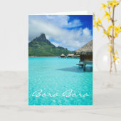 Bungalows sur l'eau, carte de voeux Bora Bora (Fleur jaune)