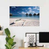 Bungalows van het strand Motu Toopua Poster (Thuiskantoor)