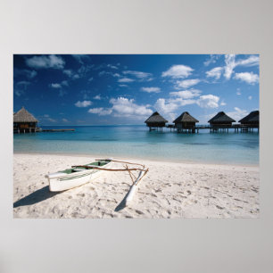 Bungalows van het strand Motu Toopua Poster