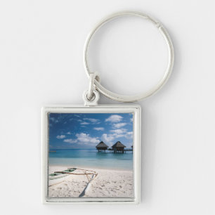 Bungalows vanaf strand Motu Toopua Sleutelhanger