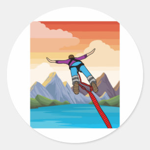 Bungee springen naar de vrijheid ronde sticker
