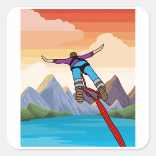 Bungee springen naar vrijheid vierkante sticker