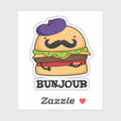 Bunjour Grappige Franse Burger Brood Pun  Sticker (Vel)