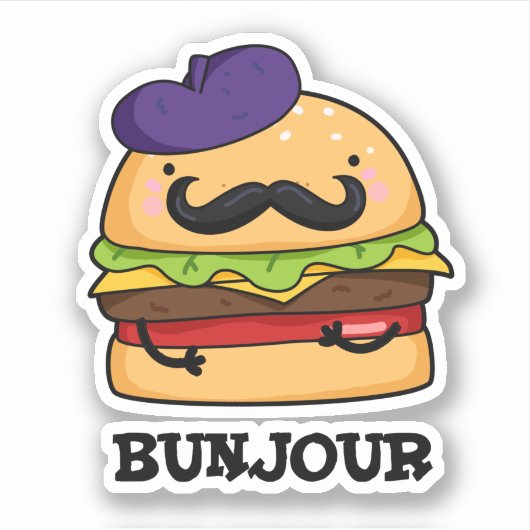 Bunjour Grappige Franse Burger Brood Pun  Sticker (Voorkant)