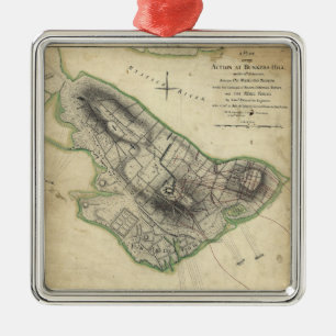 Bunker Hill Revolutionary War Map (17 juni 1775) Metalen Ornament