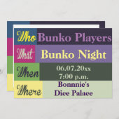 Bunko Moderne Invitation coloré (Devant / Derrière)