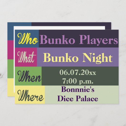 Bunko Moderne Invitation coloré (Devant / Derrière)