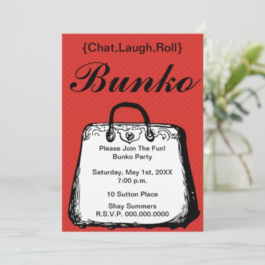 Bunko Night Purse Uitnodiging (Staand voorkant)